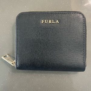 FURLA Black Leather Zip Wallet